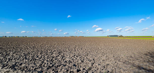 tierras cultivables aradas en la campiña holandesa - mud terrain fotografías e imágenes de stock