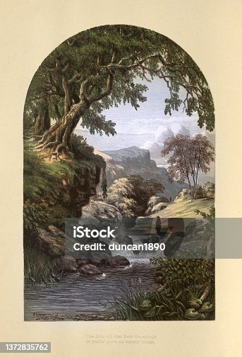 istock Woodland grove and natural spring water, Victorian landscape art, 19th Century 1372835762