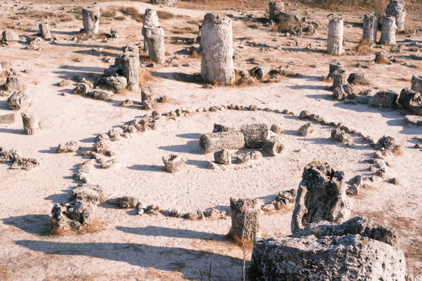 A unique place in Varna, Bulgaria. Ancient stone forest in the middle of the desert. Sights of bulgaria