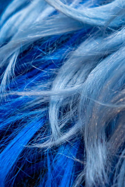istock close up blue artificial hair, carnival costume 1372843925