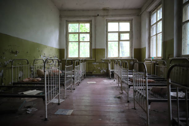 Kindergarten in Chernobyl Exclusion Zone, Ukraine Kindergarten in Chernobyl Exclusion Zone, Chernobyl, Ukraine abandoned place photos stock pictures, royalty-free photos & images