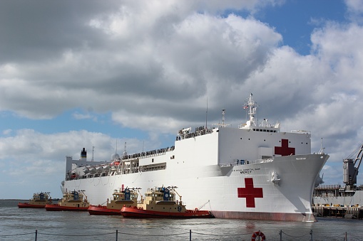 The USNS Mercy departs from San Diego in support of the 2018 Pacific Partnership, a humanitarian mission to Southeast Asia.