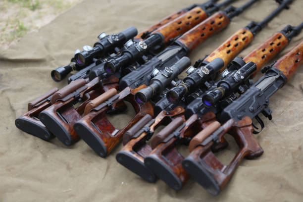 istock Details modern rifles. War, army, police, weapon 1372857675