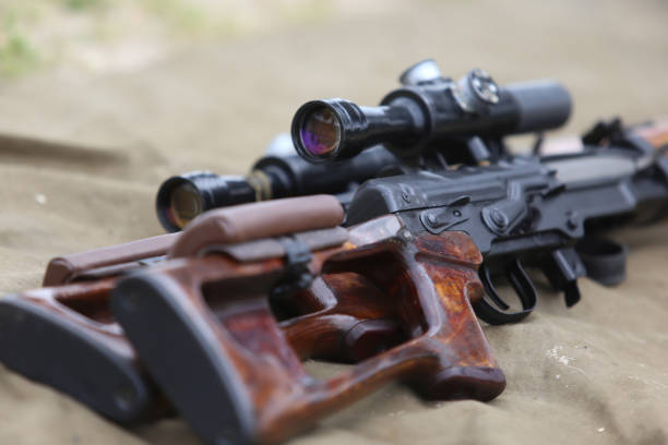 istock Details modern rifles. War, army, police, weapon. Selective focus. Closeup 1372857680