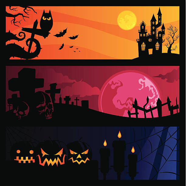 Halloween banner set vector art illustration