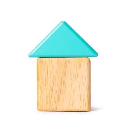 Wood block house with clipping path.