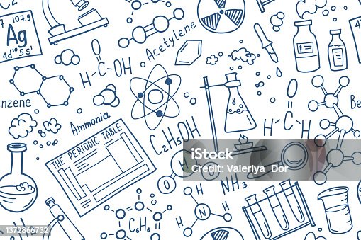 istock Chemistry symbols icon set. Science subject doodle design. Education and study concept. Back to school sketchy background for notebook, not pad, sketchbook. 1372866732