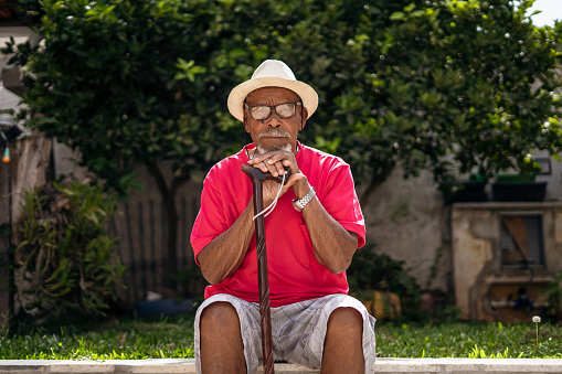 Portrait of senior man outdoors