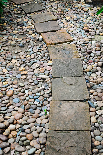 Path in the stone garden stock photo