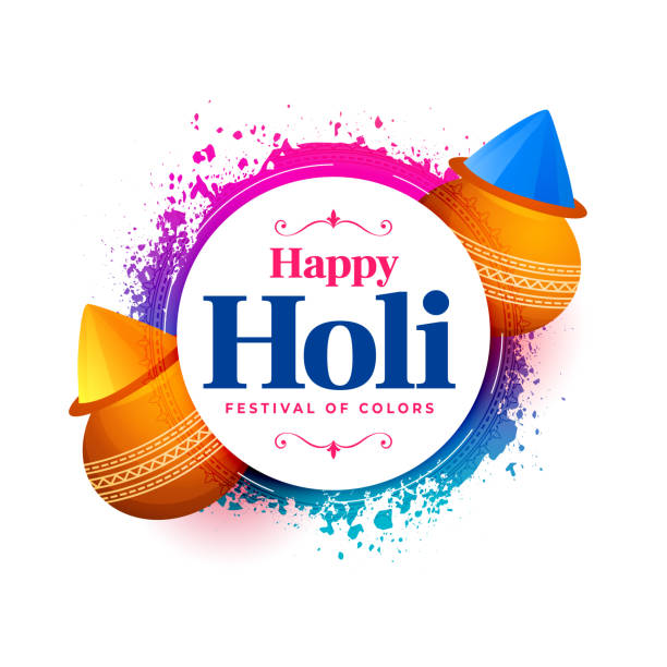 happy holi celebration wishes greeting card design happy holi celebration wishes greeting card design holi stock illustrations