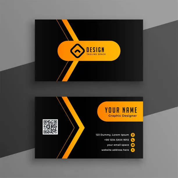 Vector illustration of modern black and yellow business card design