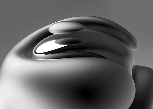 3d render of part of surreal spherical sculpture in smooth lines forms
