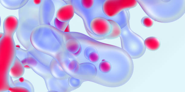 istock 3d render of abstract art 3d background with part of surreal molecular micro organisms with red cells inside in curve round smooth lines forms with blue transparent tissue on light blue back 1372887583