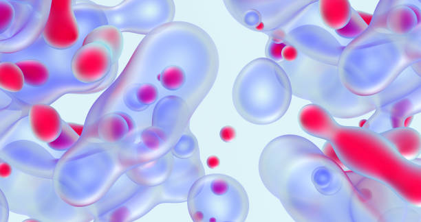 istock 3d render of abstract art 3d background with part of micro organisms in molecular structure with red cells inside in round smooth and soft lines forms with translucent blue tissue 1372887610