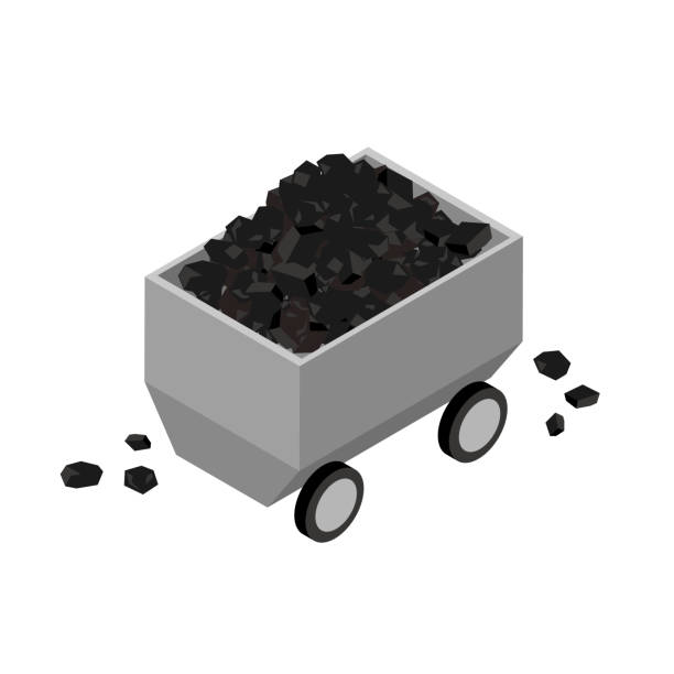 Coal loaded on a minecart Coal loaded on a minecart coke coal stock illustrations