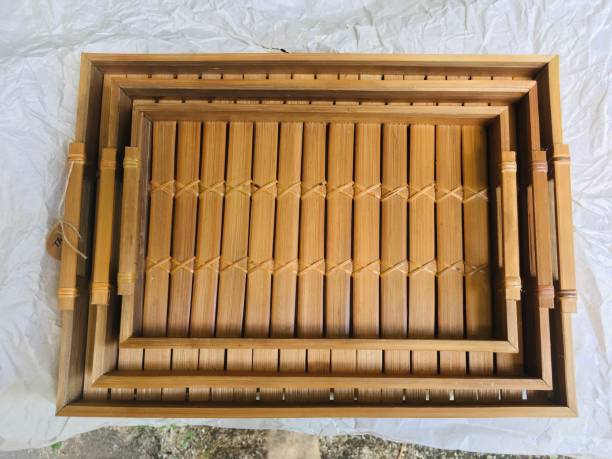 istock Traditional Handmade rectangle natural Bamboo tray 1372893445