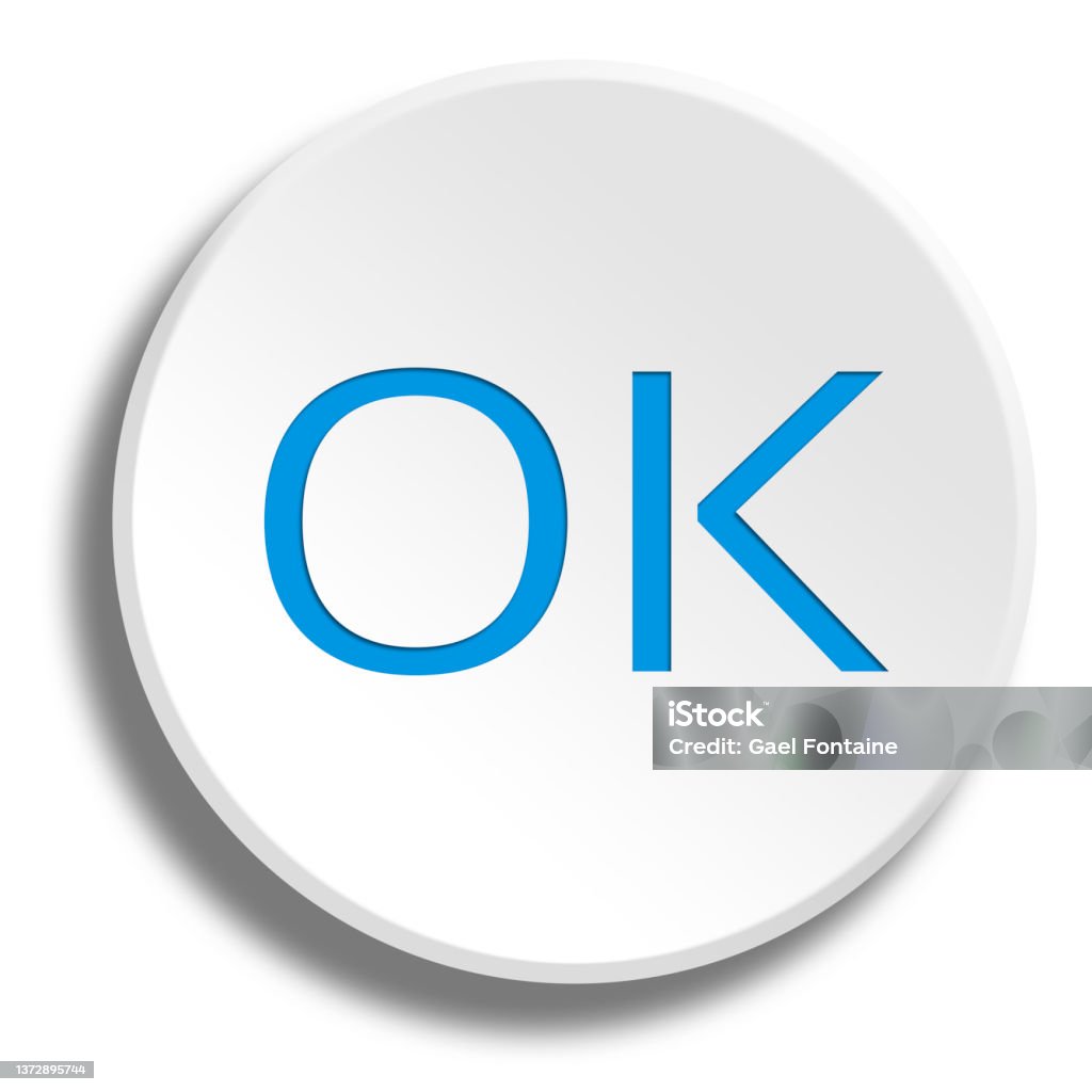 Blue Ok Button Blue Ok In Round White Button With Shadow Stock Illustration - Download ...
