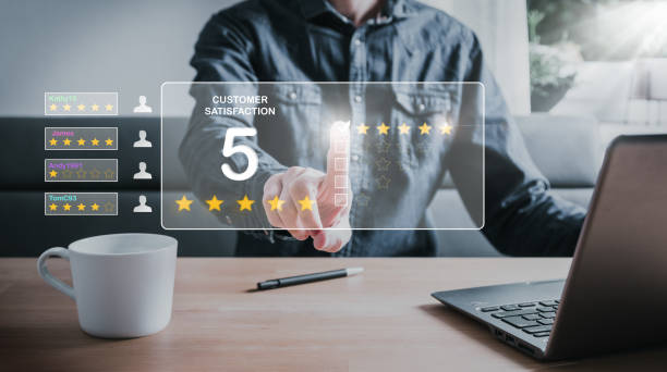 istock Customer review satisfaction feedback survey concept, User give rating to service experience on online application, Customer can evaluate quality of service leading to reputation ranking of business. 1372900049