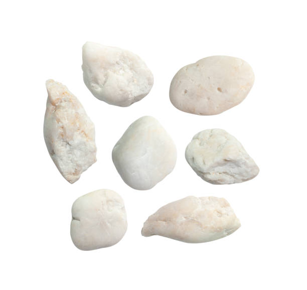 istock white rock stone set isolated on white background,Clipping path 1372909297