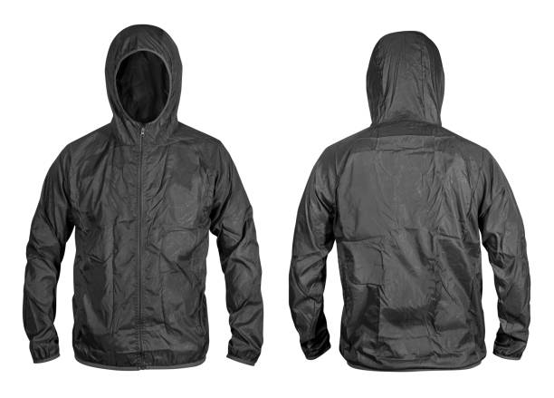 chaqueta cortavientos ultraligera a prueba de lluvia aislada en blanco con trayectoria de recorte - windbreak fotografías e imágenes de stock