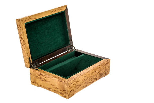 istock Open wooden jewelry box with velvet lining 1372913568