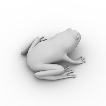 Frog on white background. Creative concept.  3d render illustration