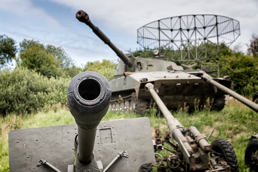 closeup soviet military tank