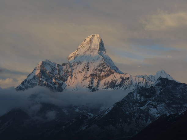 Famous mountain Ama Dablam ar sunset.