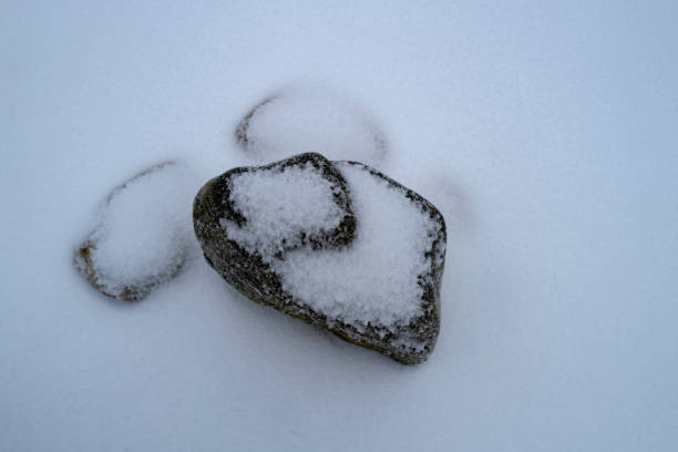 istock Abstract geometry of rocks under snow 1372920448