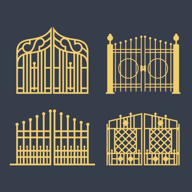 Set of vector gates. Set of vector gates. gate stock illustrations