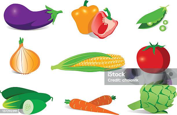 Alimentos Saudáveis - Arte vetorial de stock e mais imagens de Alcachofra - Alcachofra, Alimentação Saudável, Amarelo