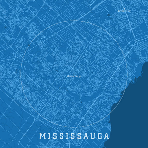 Mississauga ON City Vector Road Map Blue Text Mississauga ON City Vector Road Map Blue Text. All source data is in the public domain. Statistics Canada. Used Layers: Road Network and Water. etobicoke stock illustrations