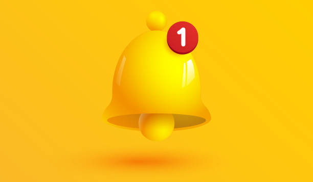 istock notification number alarm symbol icon isolated on yellow background. yellow bell sign with new subscriber for social media reminder. 3d vector illustration 1372930255