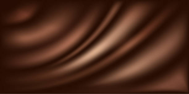 ilustrações, clipart, desenhos animados e ícones de fundo de onda de chocolate. cor marrom escuro estomante, textura creme de chocolate ao leite. redemoinho ondulado liso. ilustração vetorial abstrata - brown silk satin backgrounds