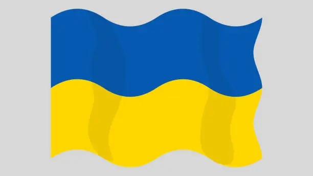 Vector illustration of Flying flag of Ukraine.