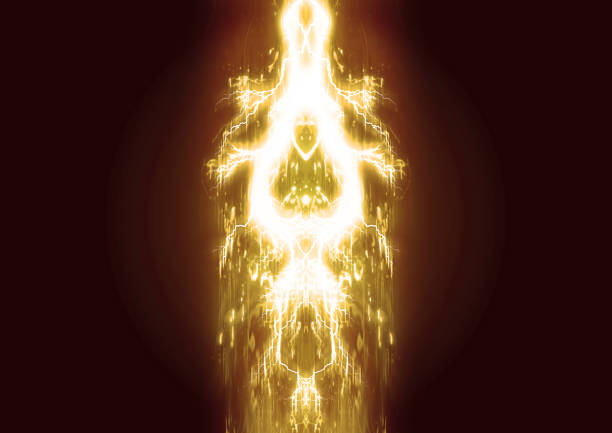 Illustration of a fire burning in the dark