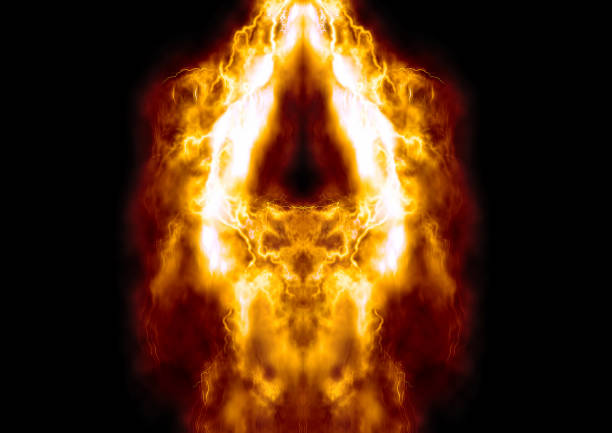 istock Illustration of a fire burning in the dark 1372938832