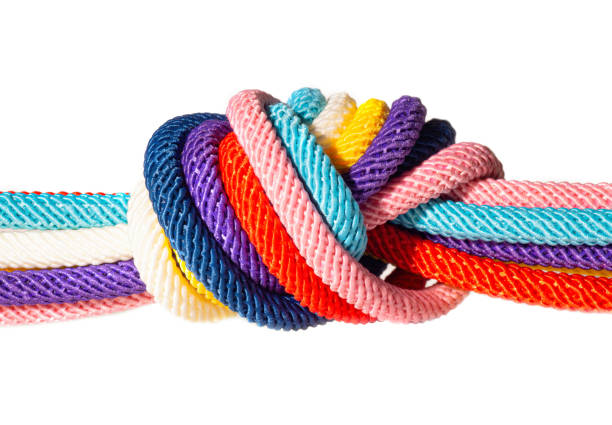 istock Batch of colored cords knotted together isolated 1372942949