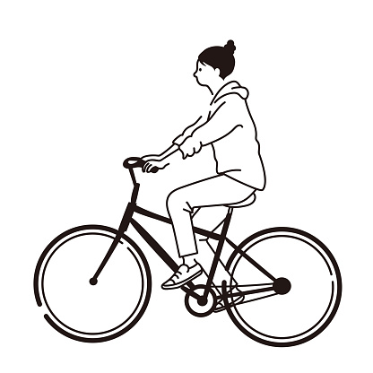 Vector illustration: woman riding a bicycle