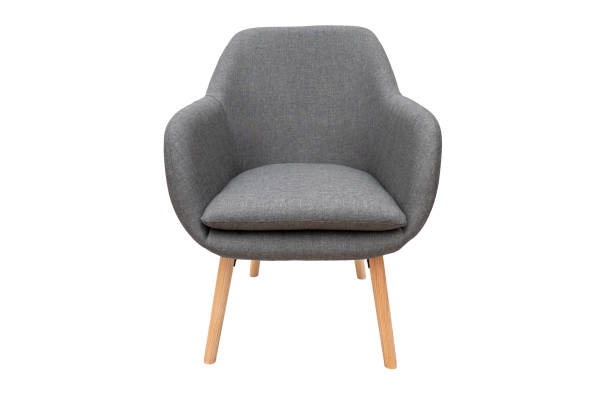 istock Classic grey armchair isolated on white, front view 1372944994