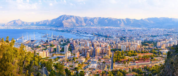 palermo the skyline of palermo, sicily palermo sicily stock pictures, royalty-free photos & images