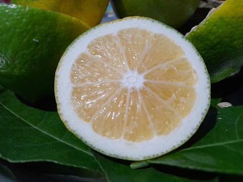 Fresh lemon slices which have many benefits for health, especially to increase endurance with high vitamin C content