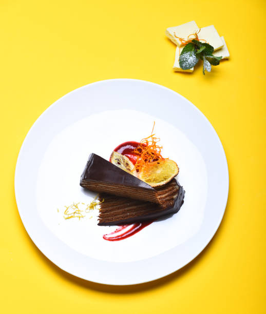 istock Confectionery and sweets concept. Prague chocolate cake on plate 1372953049