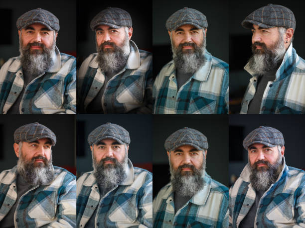 Collage of portraits man with cap