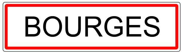 bourges city traffic sign illustration in france - cher stock illustrations