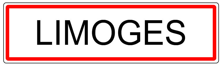 Limoges city traffic sign illustration in France
