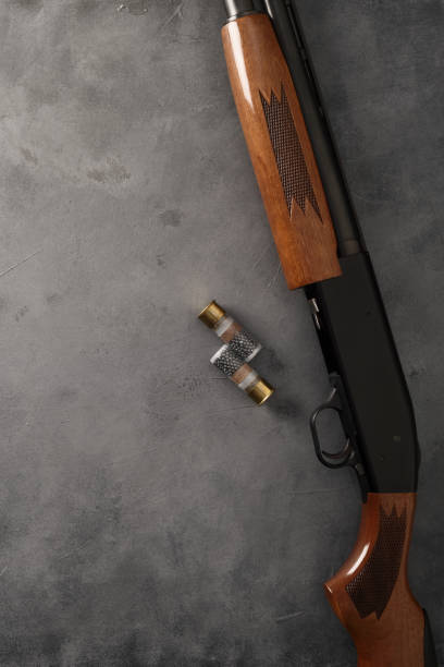 istock Hunting rifle and hunting accessories on the table. 1372953907