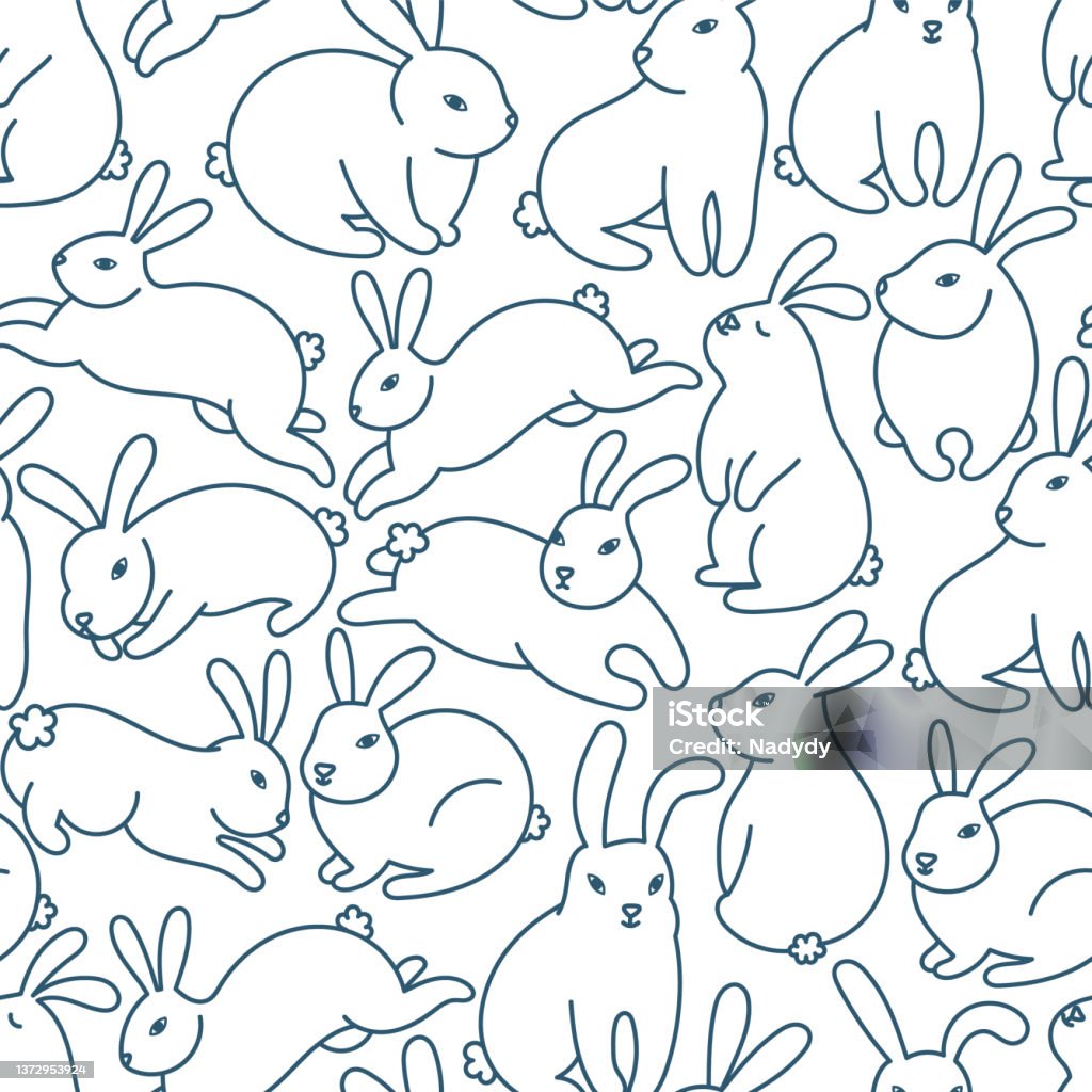 Free Rabbit Profile Pattern Rabbit Seamless Pattern Simple Bunny Seamless Background Stock ...