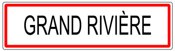 ilustraciones, imágenes clip art, dibujos animados e iconos de stock de ilustración de la señal de tráfico de la ciudad de grand riviere en francia - grand riviere illustrations