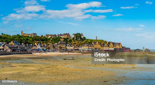 Stunning View Of Cancale During Low Tide Picturesque Fishing Village On Atlantic Coast Famous For The Oyster Farming Brittany France Stock Photo - Download Image Now